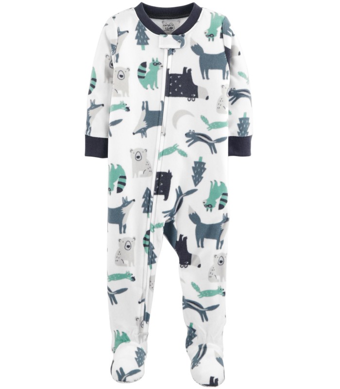Чоловічок флісовий білий з лісовими звірями