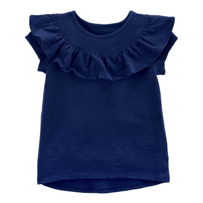 Футболка з рюшами темно-синя