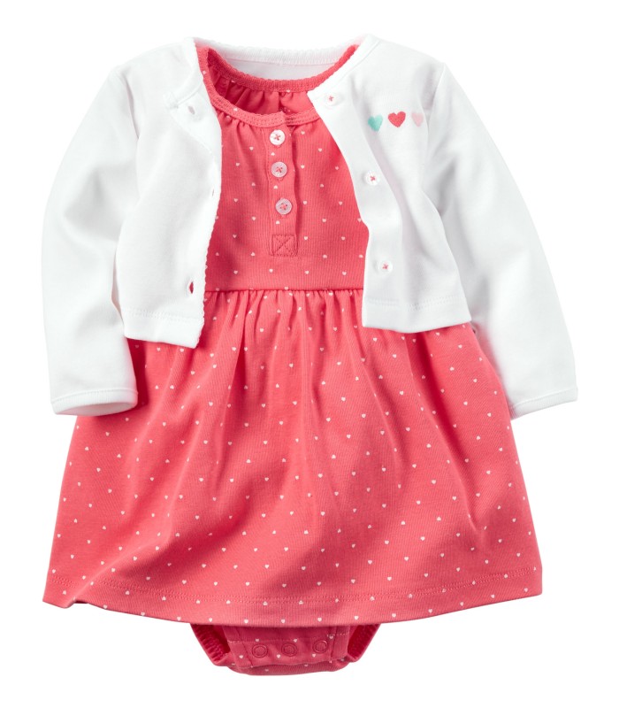 Комплект 2 в 1 сукня і кардиган червоний в горошок